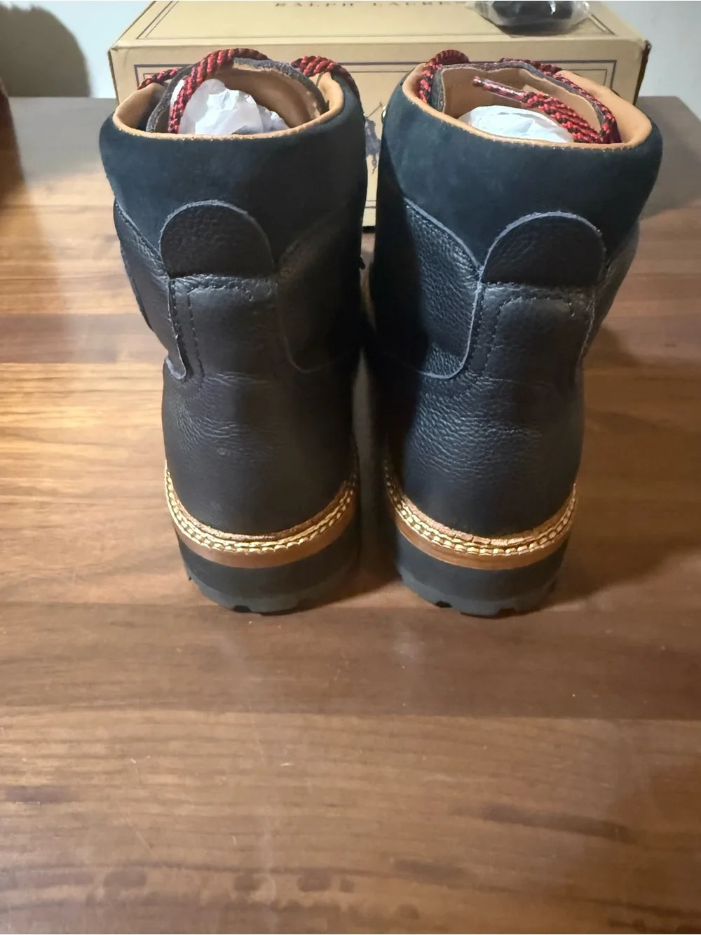 Polo Ralph Lauren Alpine Leather Trail Boot Men’s Size 11 Black Logo Boots